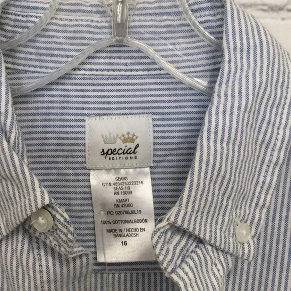 Special Editions Stripe Button Down Top size 16 Boys - Picture 5 of 6
